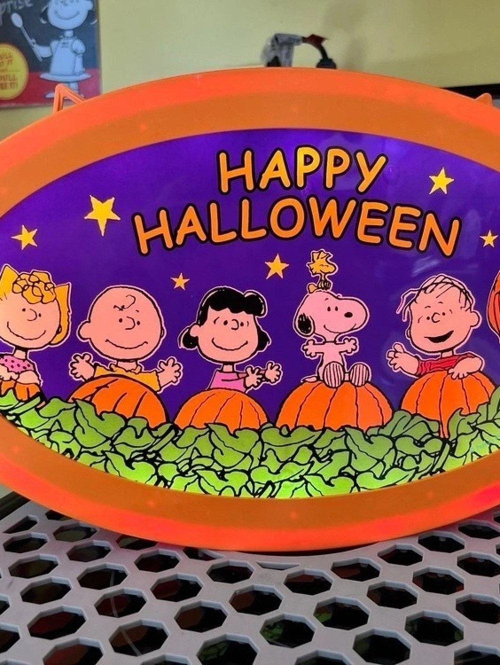 Vintage Peanuts Happy Halloween lighted sign